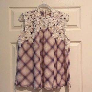 Lace neck sleeveless top. Multi-color. From Loft